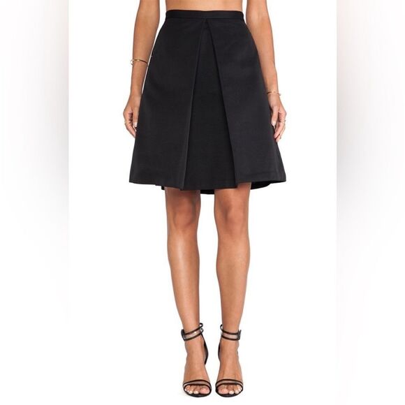 Tibi Katia Faille Pleated A-Line Black Skirt sz 6 $495 - Picture 3 of 7